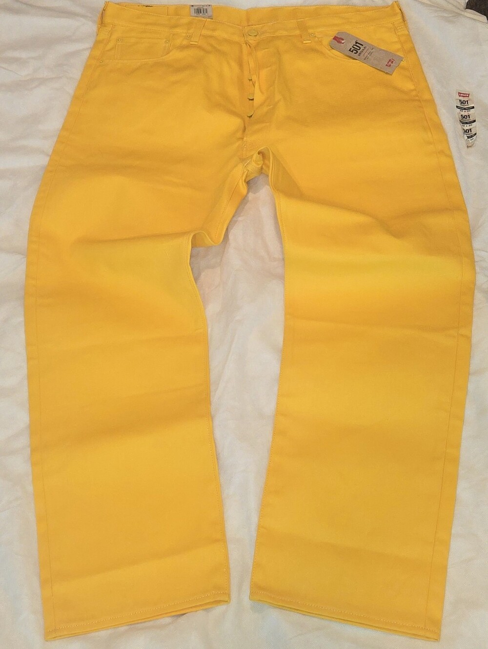NEW- Mens Levi's 501 Original Shrink-to-Fit - Yellow- Size 42x30 -Rare Find